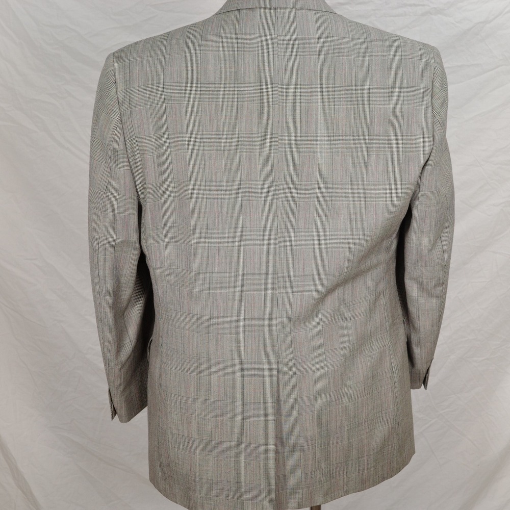 Jos A Bank Executive Suit Men 40R 31W 31L‎ Black Red Houndstooth Plaid Classic - Picture 3 of 16